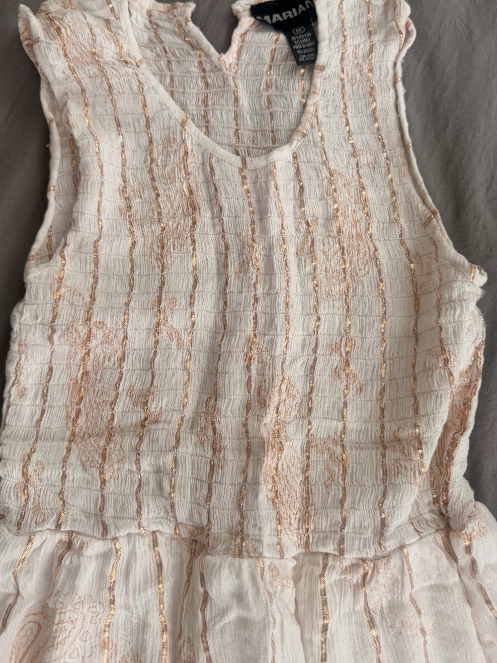 Mariana White Tank Top with Rose Gold Metallic Stripes